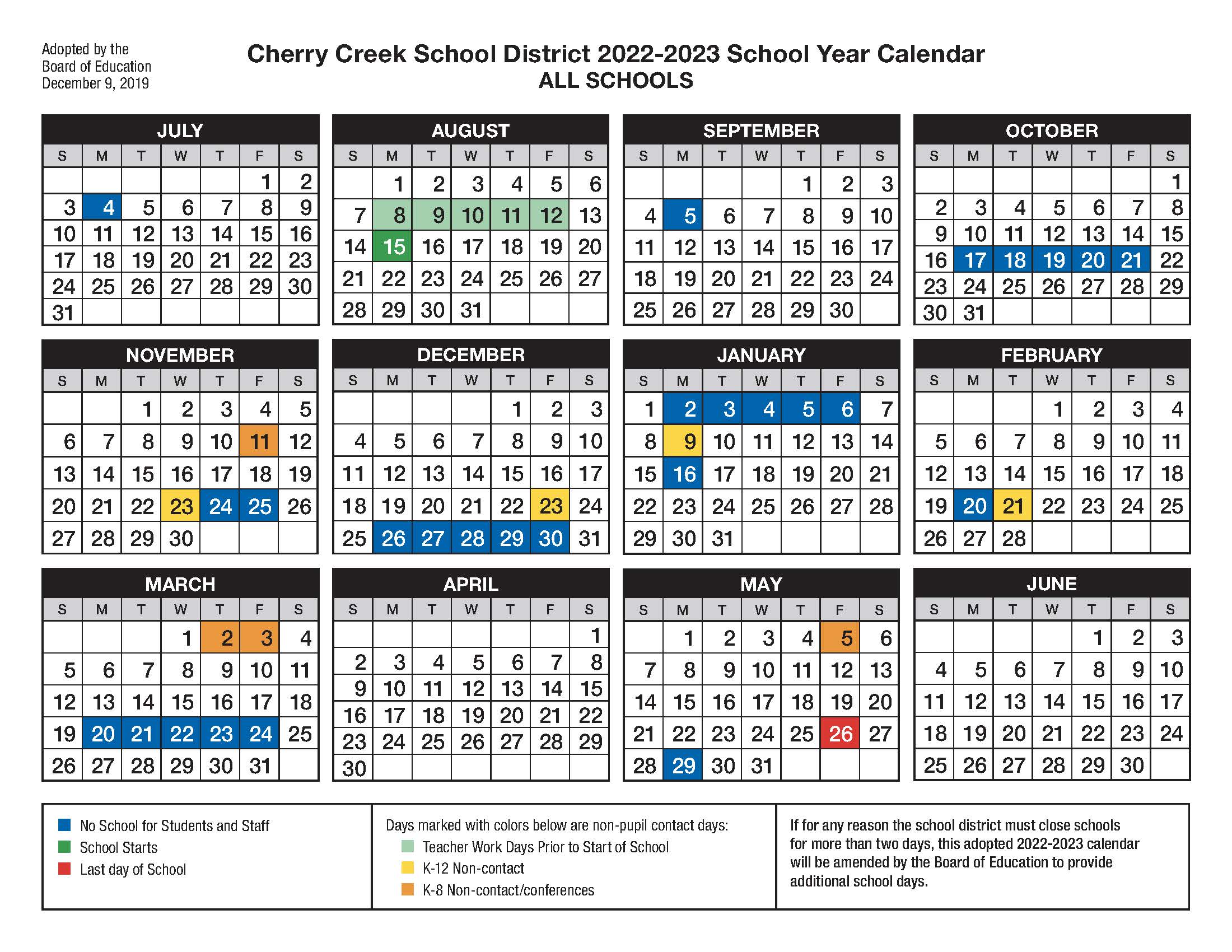 CCSD School Calendar